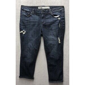 Charlotte Russe Denim Jeans Size 14 Sexy Rolled Crop Blue Wash Factory Destroyed